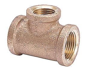 1/2 x 1/4 inch Brass Reducing Tee Lead Free