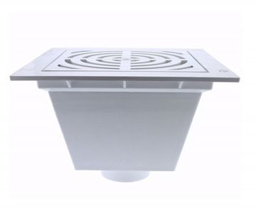 12 x 12 x 3 inch PVC Floor Sink with Full Grate and Dome Strainer