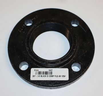 3 x 7-1/2 inch Black Cast Iron Companion Flange 4H 125#