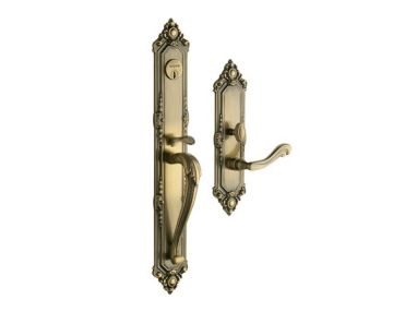 Baldwin 6950.050.LENT Satin Brass and Black Kensington Entry Trim