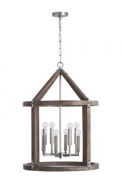 Capital 540181GN Hugo 8-Light Foyer Fixture Grey Wash/Matte Nickel