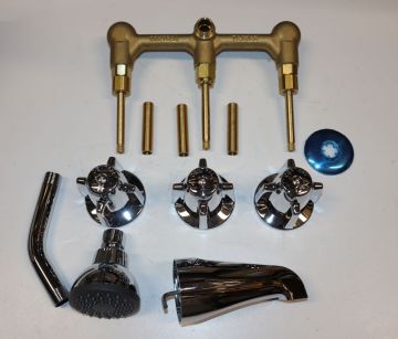 Central Brass 80868Z 8 inch Three Handle Tub and Shower Set
