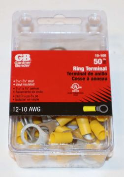 Gardner Bender 10-108 12-10 Yellow Ring Terminal 50 Count