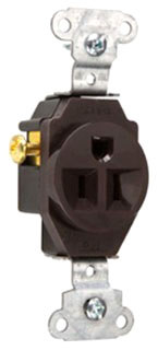 Pass & Seymour 5251 15A / 125V Single Receptacle Brown