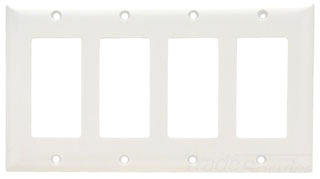 Pass & Seymour SP264W 4-Gang White Decorator Plate