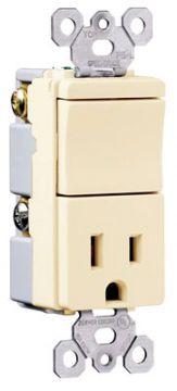 Pass & Seymour TM818LACC Decorator Switch Combination Light Almond