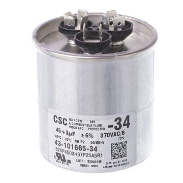 Rheem 43-101665-34 Capacitor - 45/3/370 Dual Round
