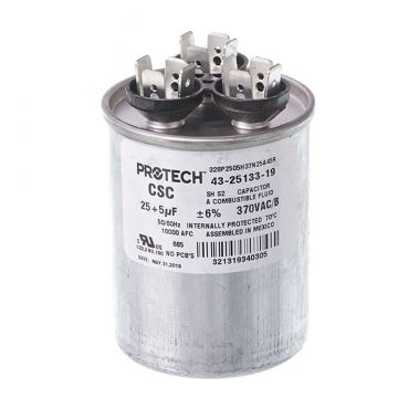 Rheem 43-25133-19 Capacitor - 25/5/370 Dual Round