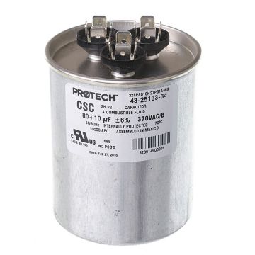 Rheem 43-25133-34 Capacitor - 80/10/370 Dual Round