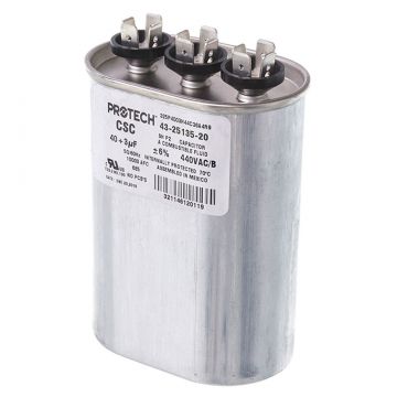 Rheem 43-25135-20 Capacitor - 40/3/440 Dual Oval