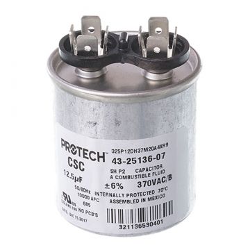 Rheem 43-25136-07 Capacitor - 12.5/370 Single Round