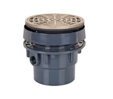 Sioux Chief 832-35PNR 3 x 4 inch PVC Adjustable Floor Drain with 5-1/2 inch Nickel Bronze Strainer